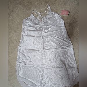 NWT Just For Women Vintage White Satin Chemise Lace Trim Bridal Nightgown